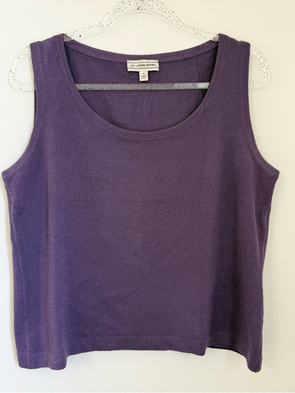St. John Top Knit Santana Lavender Purple Sleeveless Tank Top Wool Blend Size M